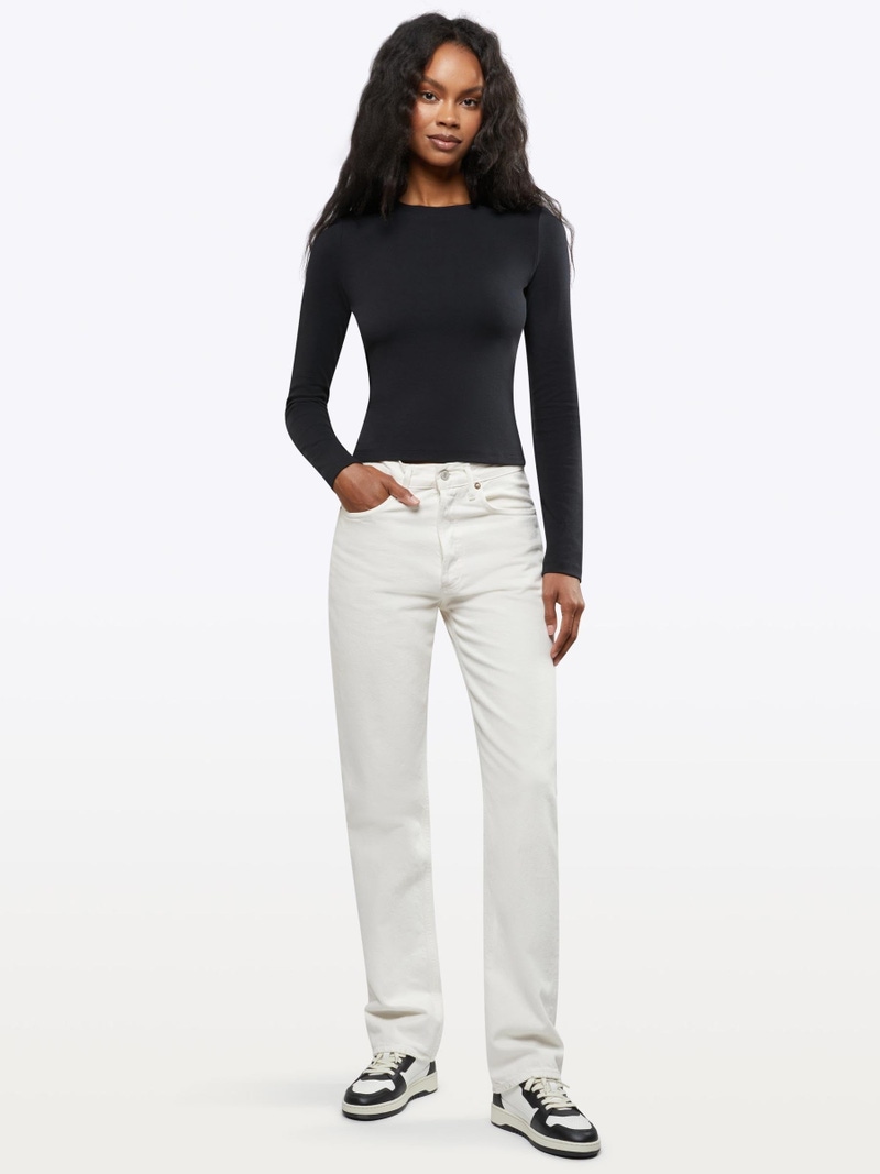 Women's Long Sleeve Tomboy Tee, Black