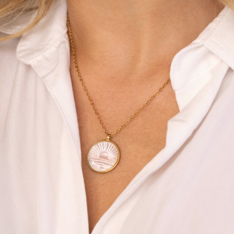 Mother of Pearl Sunrise Pendant Necklace