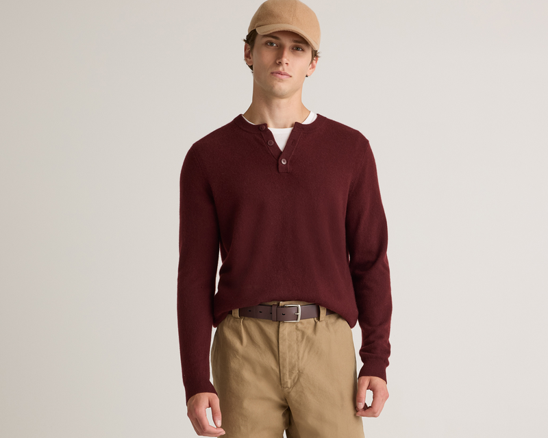 Mongolian Cashmere Henley Sweater
