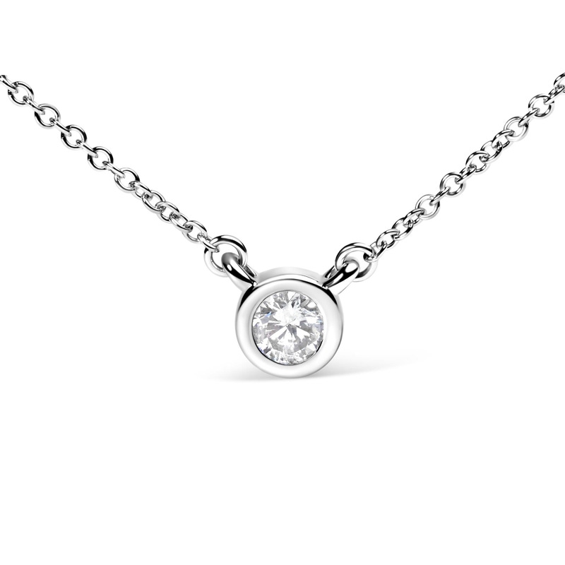14K Gold 0.33 Carat Lab Grown Diamond Modern Bezel-Set Solitaire Pendant Necklace