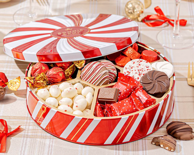Holiday Treat Tin with Built-in Lazy Susan