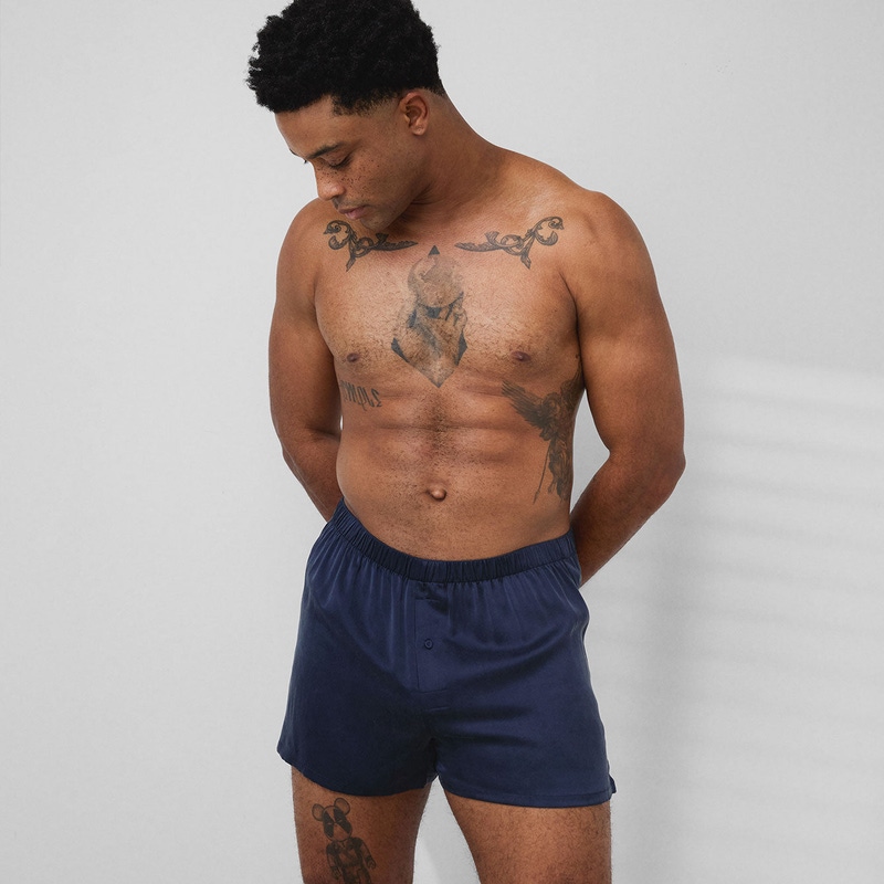 Men's Washable Silk Boxer, Deep Blue