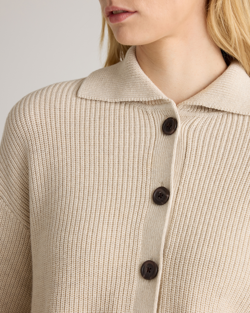 100% Organic Cotton Fisherman Collared Cardigan