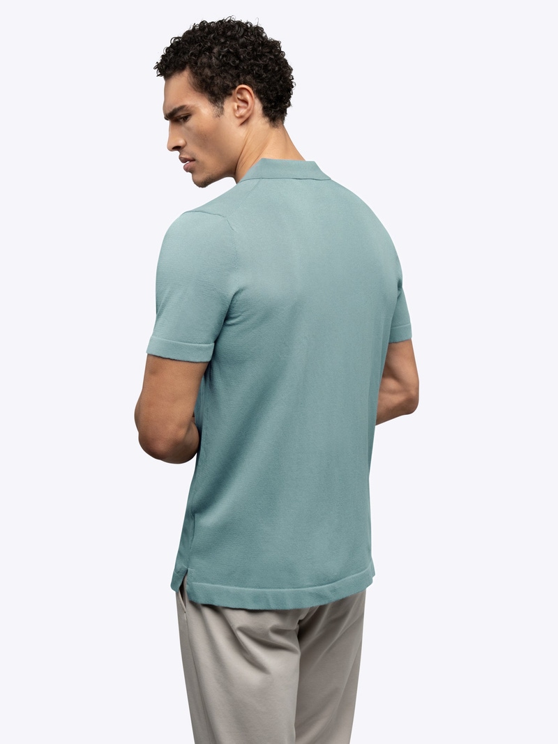 Men's Riviera Knit Button Up, Isle Blue