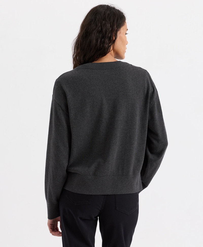 Women's Organic Essential Cardigan, Dark Charcoal Heather