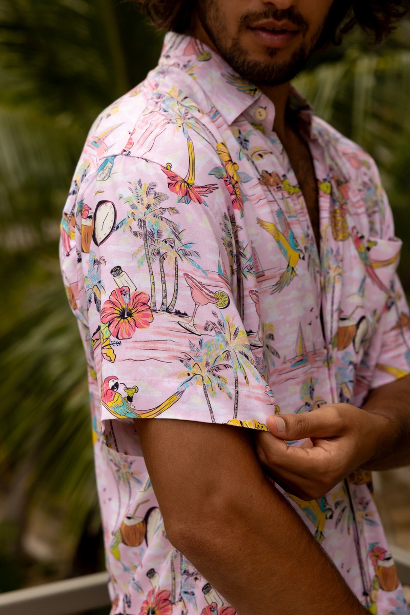 Wastin' Away Again Margaritaville Pink Short Sleeve Shirt