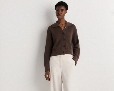 100% Organic Cotton Fisherman Collared Cardigan