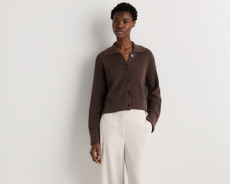 100% Organic Cotton Fisherman Collared Cardigan