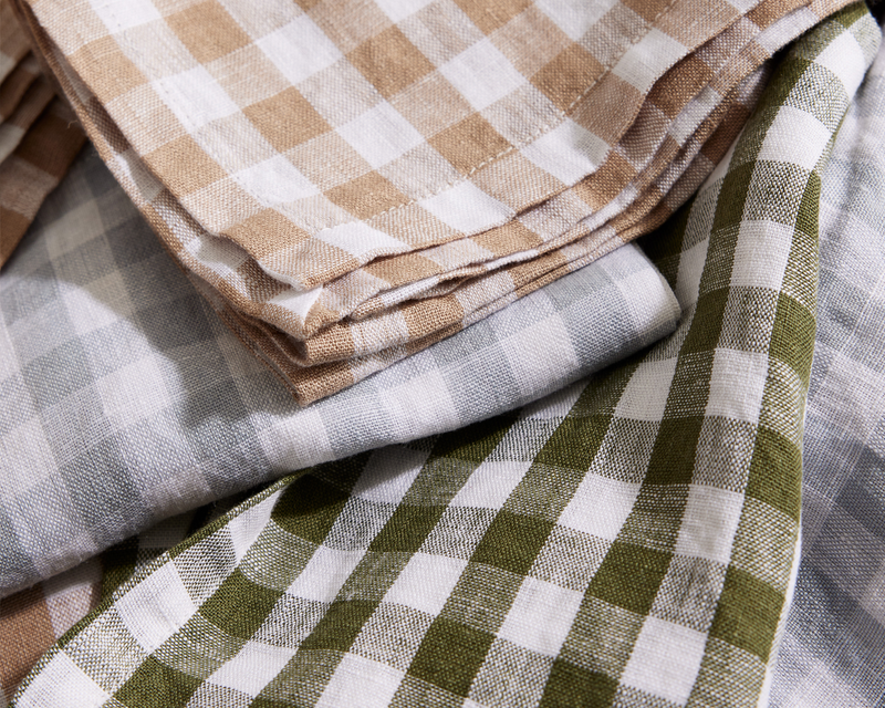 European Linen Gingham Napkins, Set of 4