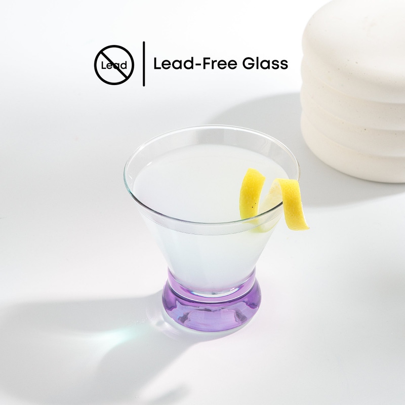 Hue Colored Stemless Martini Glasses, Set of 6