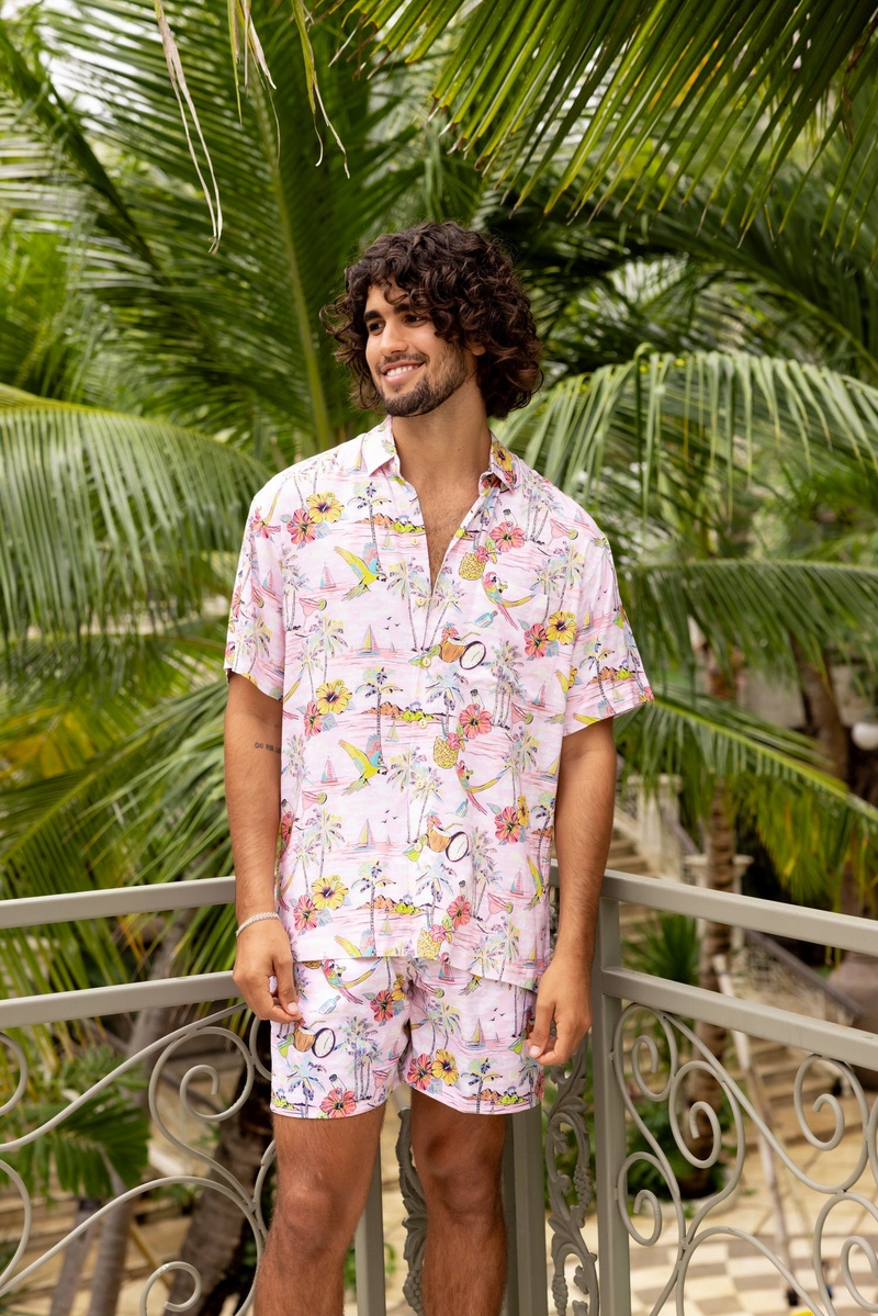 Wastin' Away Again Margaritaville Pink Swim Trunks
