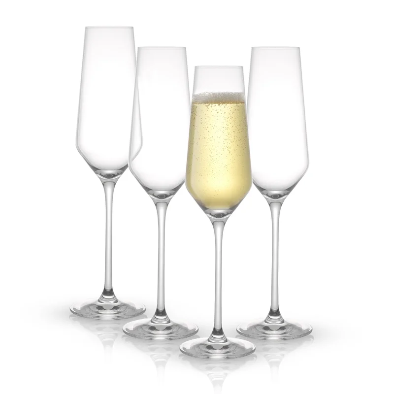 Layla European Crystal Champagne Glasses, Set of 4