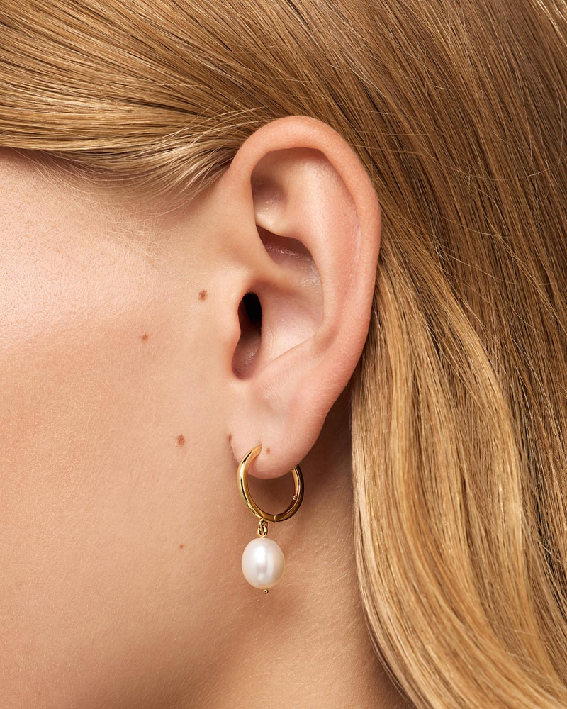 Frida Medium Pearl Hoops