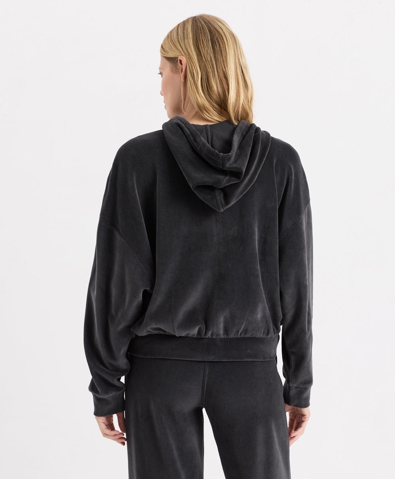 Women's Organic Pure Velour Modern Zip Hoodie, Storm
