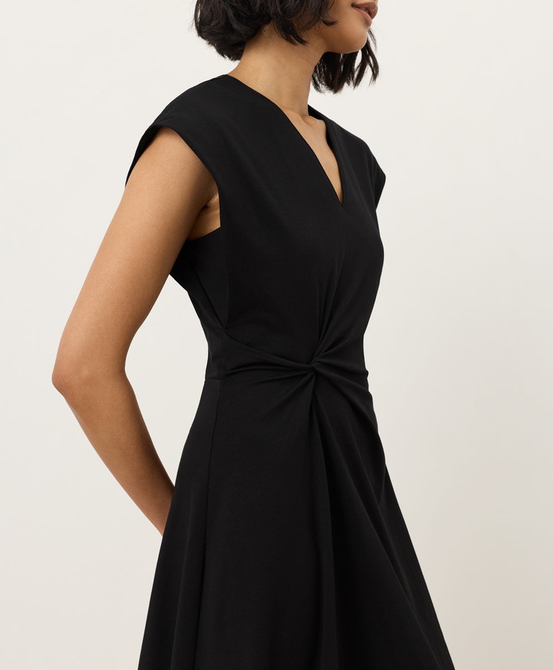 Women's Organic Fit & Flare V-Neck Twist Dress, Black