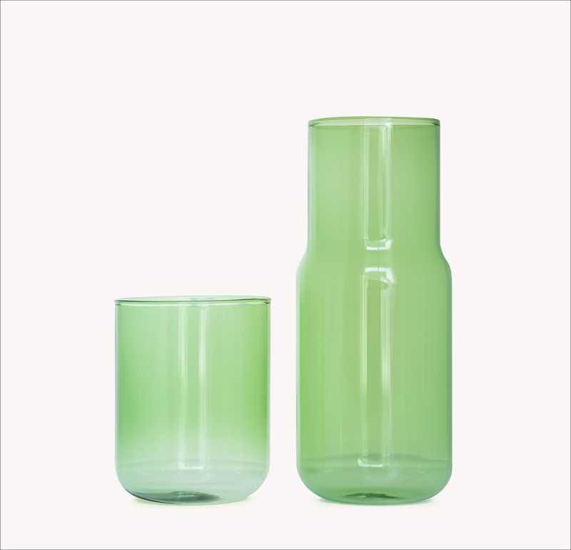 Tinted Glass Stackable Carafe and Glass Set
