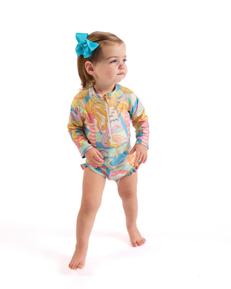 The Paradiso Girls Rash Guard One Piece with Ruffle UPF 50+