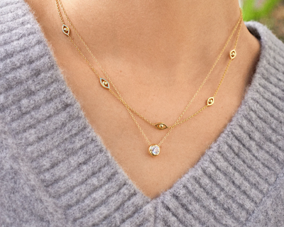 18K Gold Birthstone Pendant Necklace