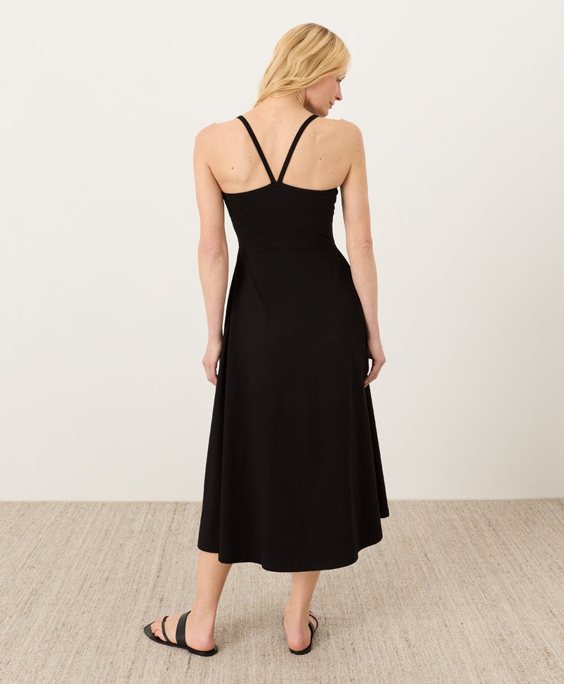 Women's Organic Fit & Flare Midi Dress, Black