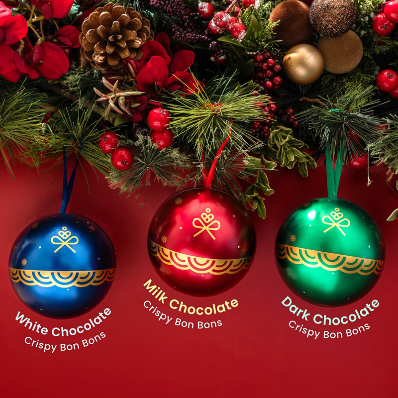 Festive Ornament Tins with Gourmet Chocolate Bon Bons