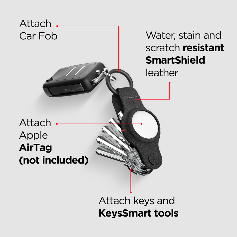 KeySmart AirTag Keyring, Vegan Leather