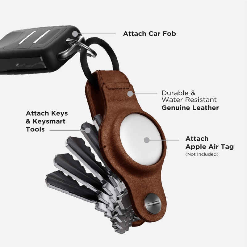 KeySmart AirTag Keyring, Genuine Leather
