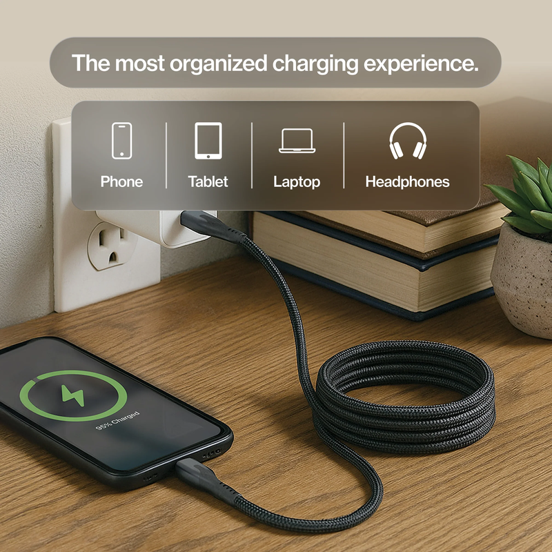 MagStack&nbsp;Pro Auto-Coiling USB-C to USB-C 6.6' Cable