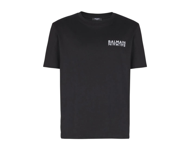Black Double Logo Cotton T-Shirt
