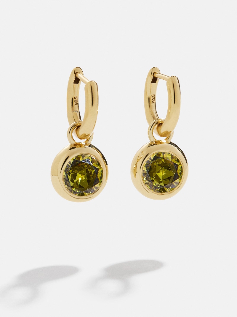 18K Gold Birthstone Drop Earrings