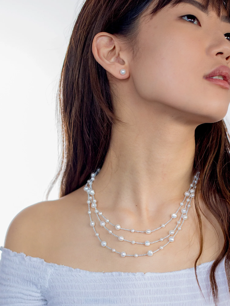 Silver Trace Necklace and Earrings Set