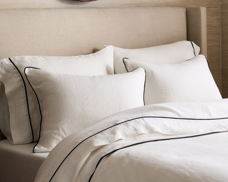European Linen Piped Sham Set, Standard