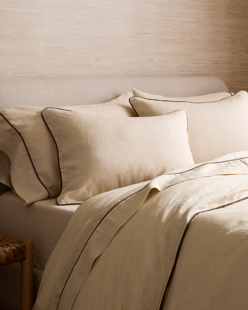 European Linen Piped Sham Set, Standard