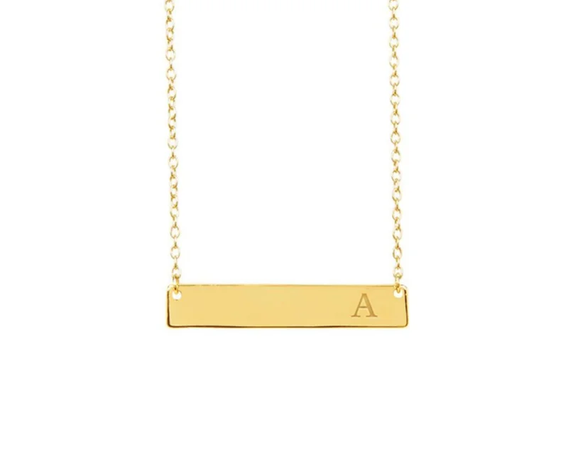 Gold Bar Initial Necklace