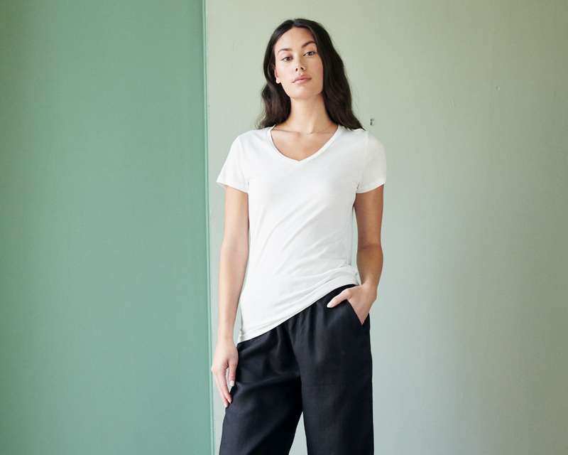 Cotton Modal V Neck Tee