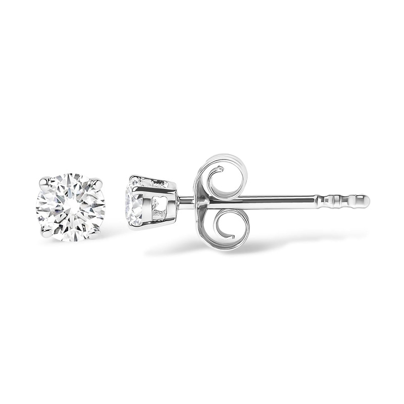 14K White Gold 1/4 Cttw Lab Grown Diamond 4-Prong Classic Solitaire Stud Earrings