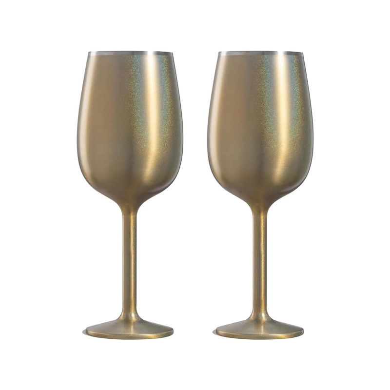 Stainless Steel Stemmed Wine Glass, Set of 2
