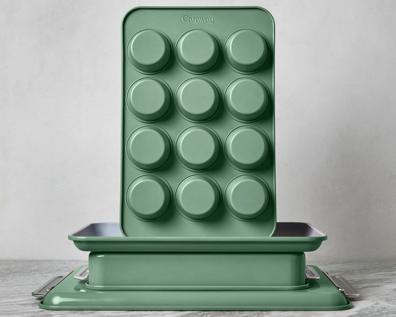 Non-Stick Ceramic Half Bakeware Set with Storage