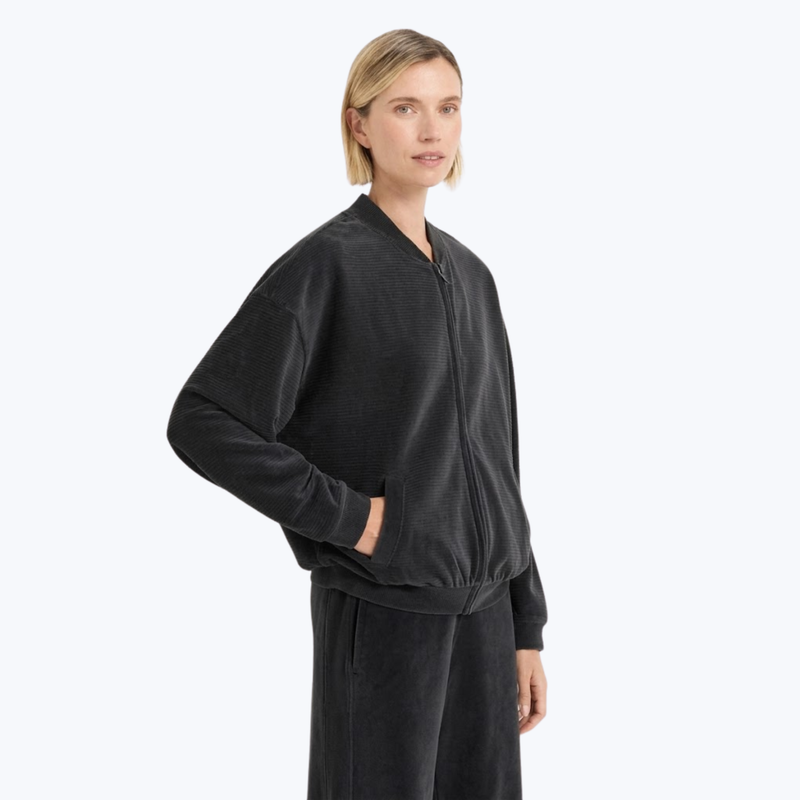 Branded Organic Pure Velour Rib Bomber Jacket