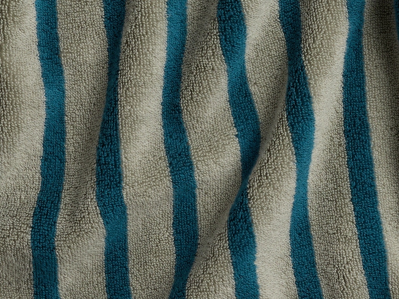 Terry Stripe Robe, Moss and Peacock