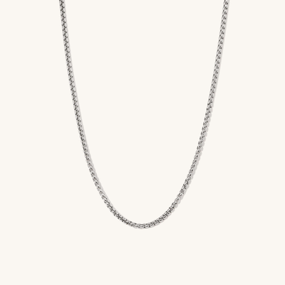 Men's Sterling Silver Round Box Chain Necklace