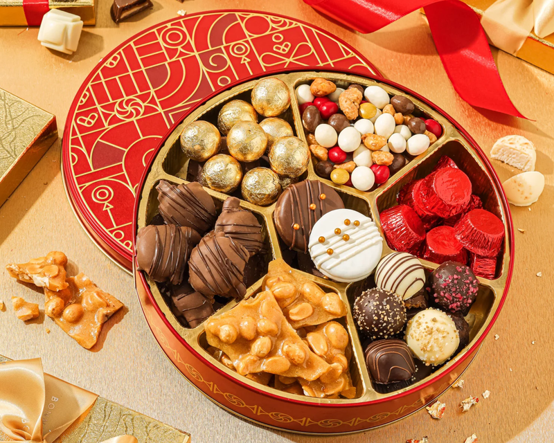 Holiday Treat Assortment with Gourmet Nuts, Chocolates & Caramels