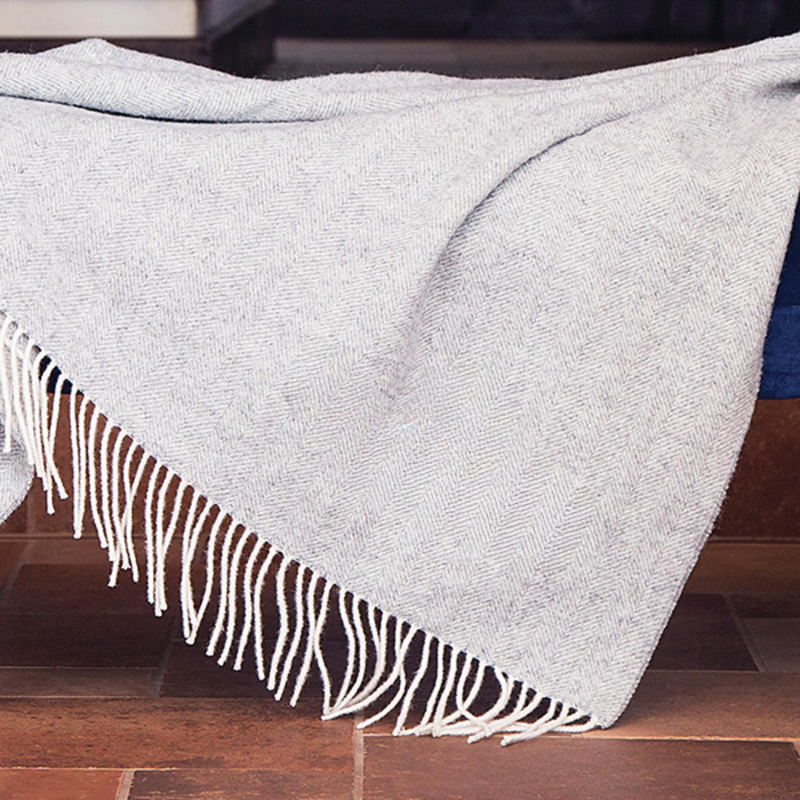 Branded  Oversized Herringbone Wool Blanket