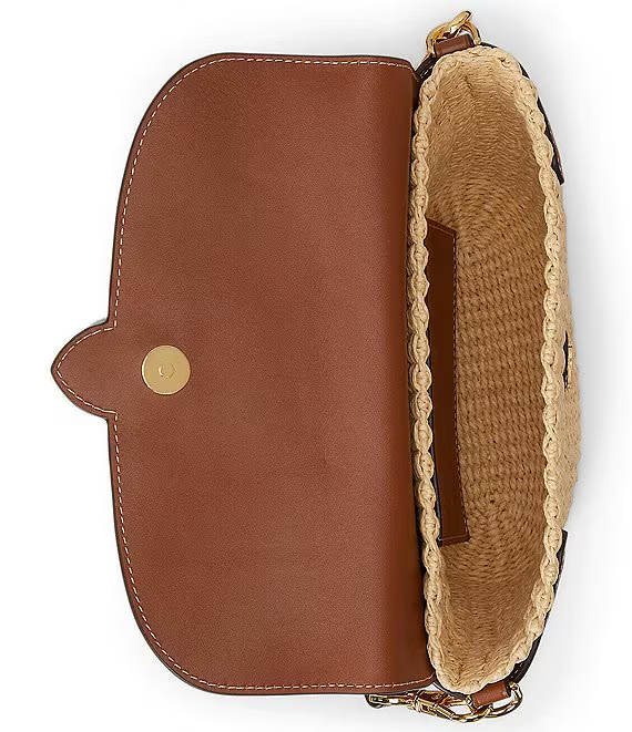 Straw-Leather Small Lynden Shoulder Bag