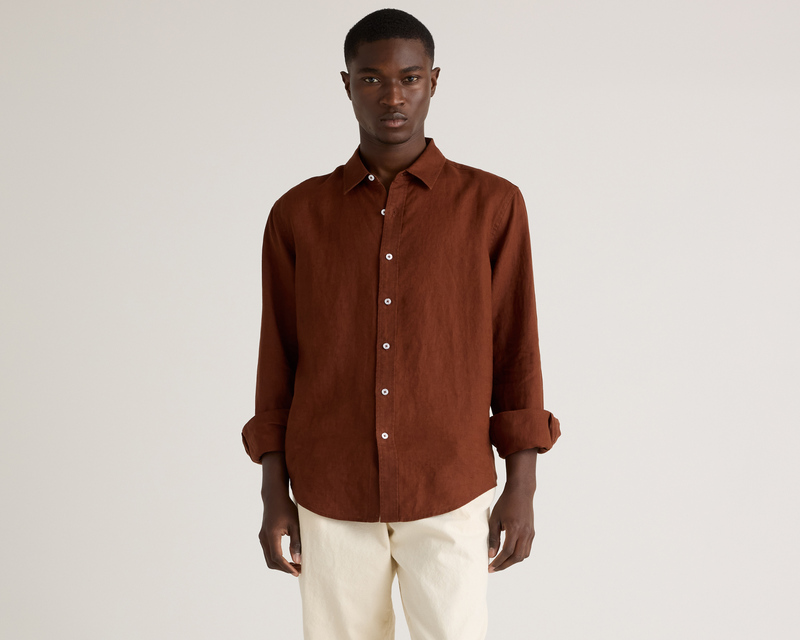 100% European Linen Relaxed Long Sleeve Shirt