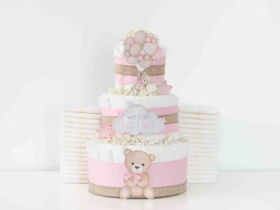 Pink Diaper Cake 