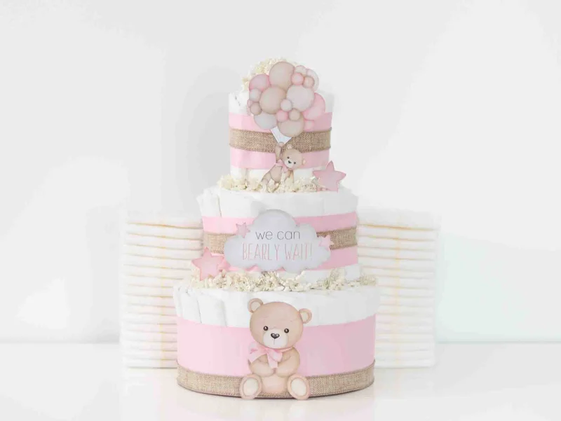 Pink Diaper Cake 
