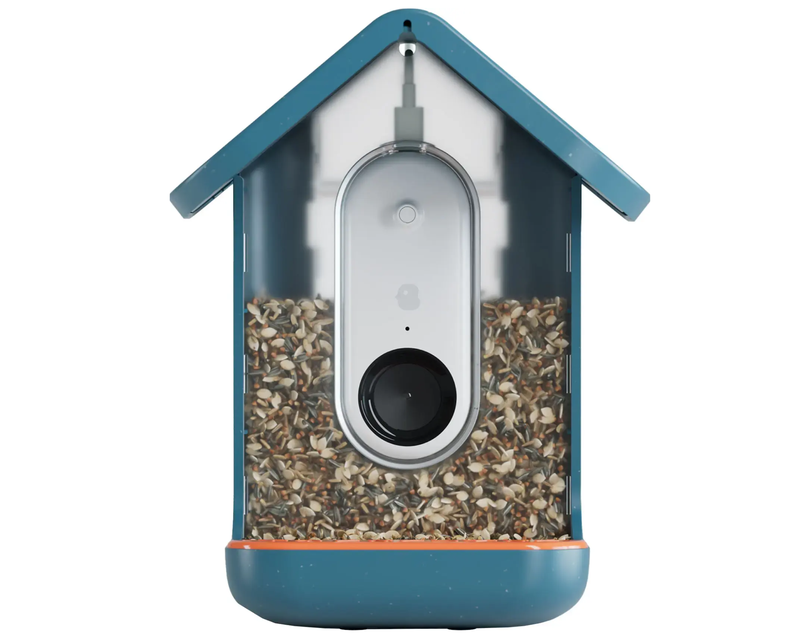 Smart Bird Feeder with Solar Roof | Blue