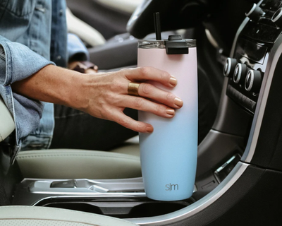 Voyager Solid Tumbler with Clear Flip Lid & Straw, 20oz