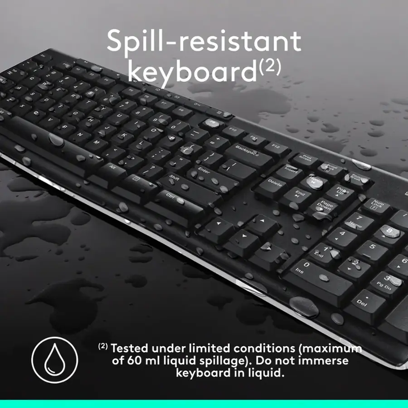 MK270 Full-Size Wireless Membrane Keyboard and Mouse Bundle for PC
