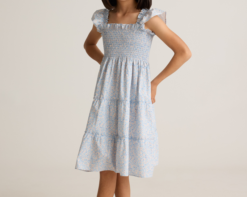 Kids 100% Cotton Poplin Smocked Dress